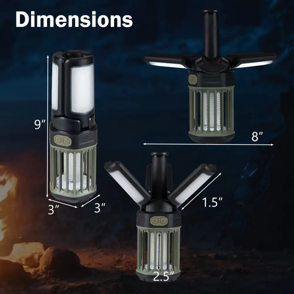 Outdoor Bug Zapper with Foldable Camping Lantern USB-C Rechargeable Electric Mosquito Killer - Camping