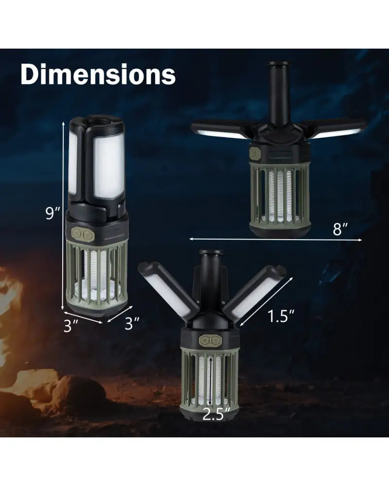 Outdoor Bug Zapper with Foldable Camping Lantern USB-C Rechargeable Electric Mosquito Killer - Camping