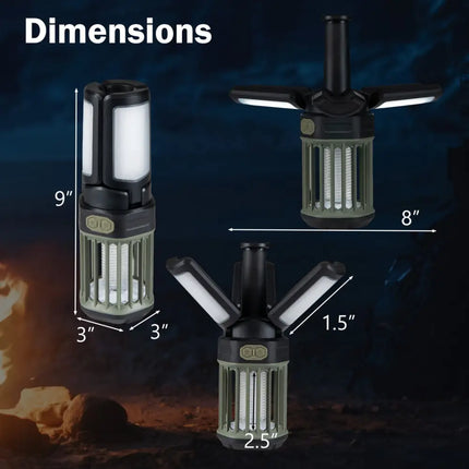 Outdoor Bug Zapper with Foldable Camping Lantern USB-C Rechargeable Electric Mosquito Killer - Camping