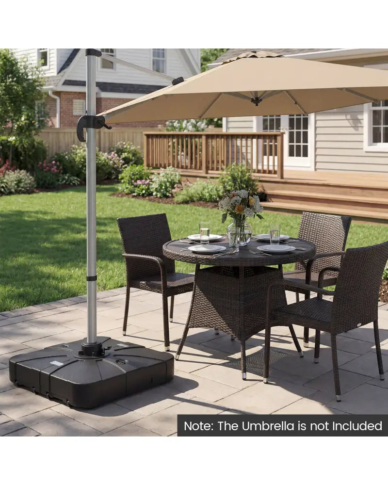 Outdoor Cantilever Umbrella Base Square Water and Sand Fillable Base-34 Inches - Black - Outdoor Umbrella Bases