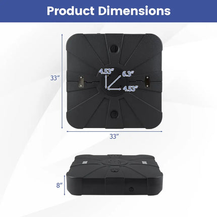 Outdoor Cantilever Umbrella Base Square Water and Sand Fillable Base-34 Inches - Black - Outdoor Umbrella Bases