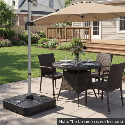 Outdoor Cantilever Umbrella Base Square Water and Sand Fillable Base-34 Inches - Black - Outdoor Umbrella Bases