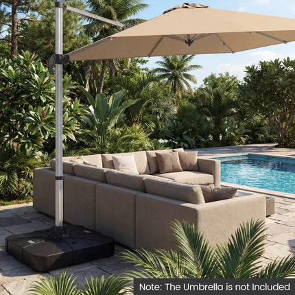 Outdoor Cantilever Umbrella Base Square Water and Sand Fillable Base-34 Inches - Black - Outdoor Umbrella Bases