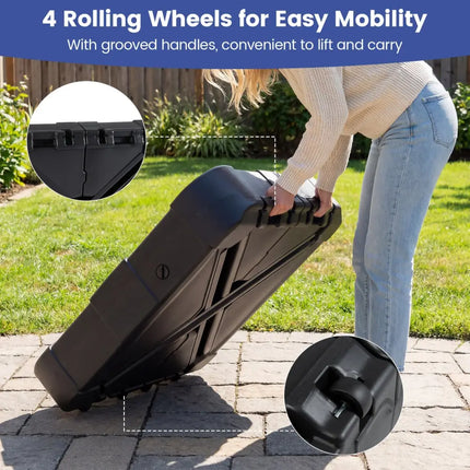 Outdoor Cantilever Umbrella Base Square Water and Sand Fillable Base-34 Inches - Black - Outdoor Umbrella Bases