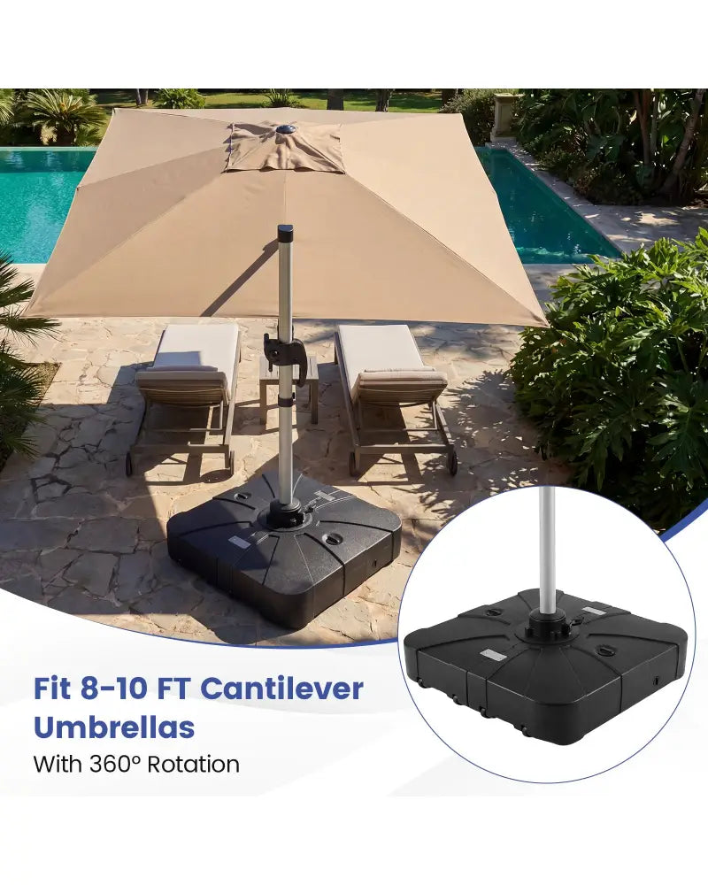 Outdoor Cantilever Umbrella Base Square Water and Sand Fillable Base-34 Inches - Black - Outdoor Umbrella Bases