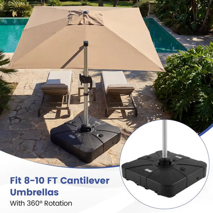 Outdoor Cantilever Umbrella Base Square Water and Sand Fillable Base-34 Inches - Black - Outdoor Umbrella Bases