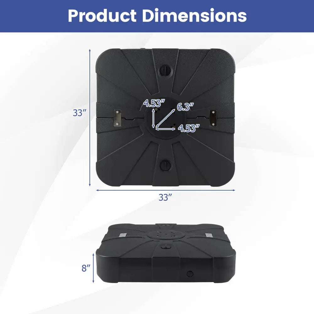 Outdoor Cantilever Umbrella Base Square Water and Sand Fillable Base-34 Inches - Black - Outdoor Umbrella Bases