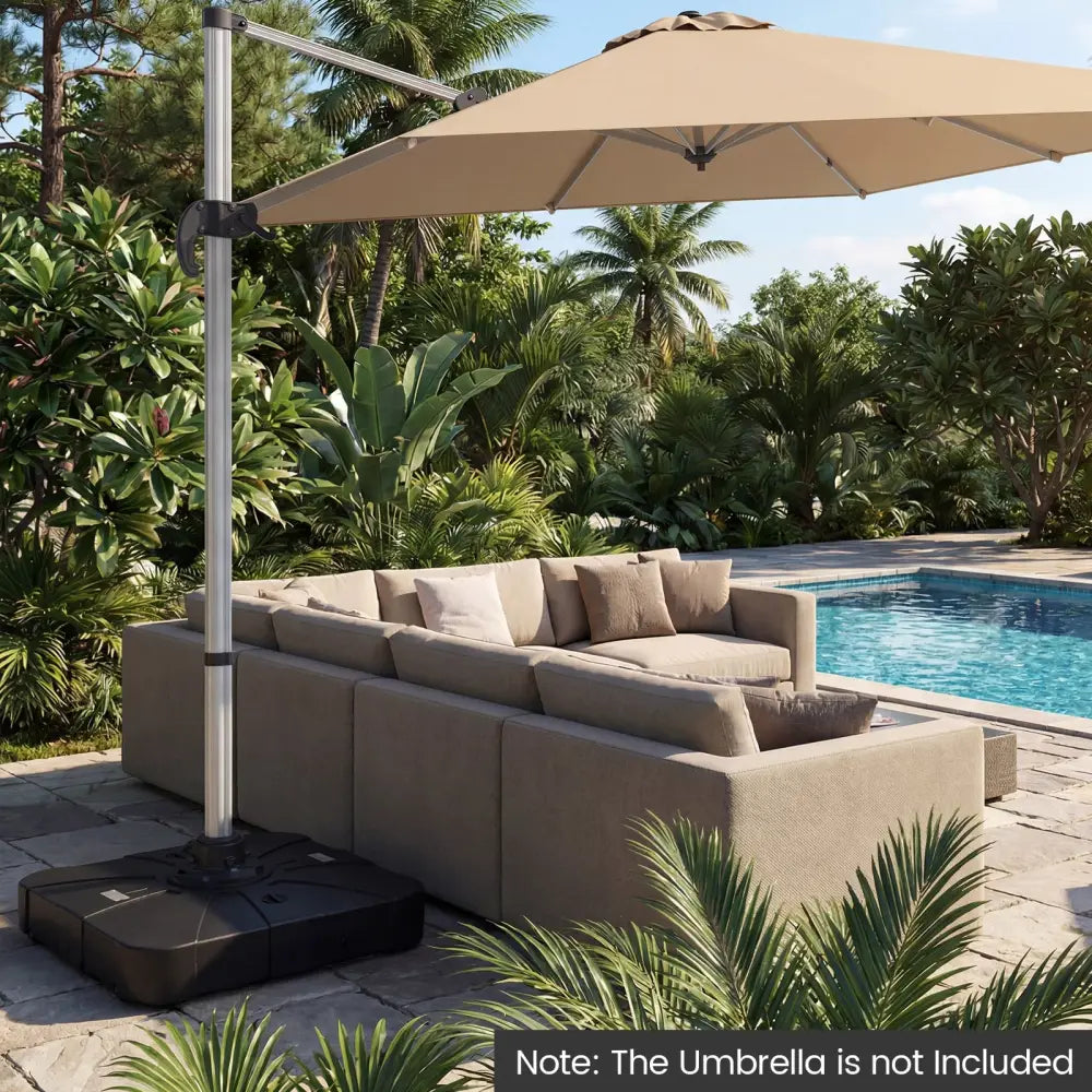 Outdoor Cantilever Umbrella Base Square Water and Sand Fillable Base-34 Inches - Black - Outdoor Umbrella Bases