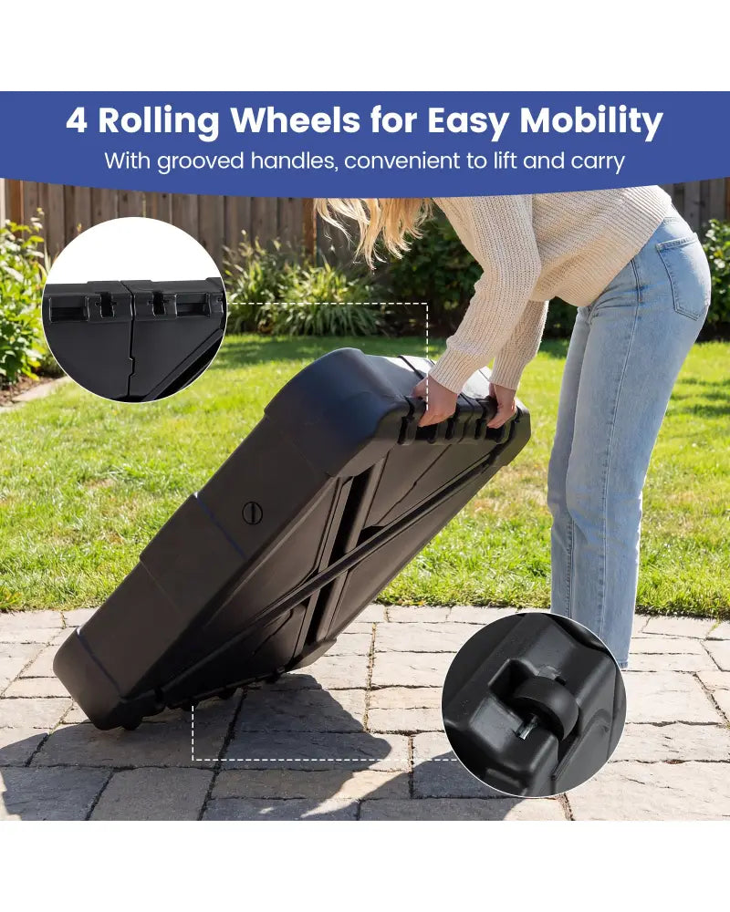 Outdoor Cantilever Umbrella Base Square Water and Sand Fillable Base-34 Inches - Black - Outdoor Umbrella Bases