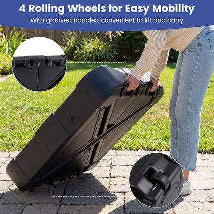 Outdoor Cantilever Umbrella Base Square Water and Sand Fillable Base-35 Inches - Black - Outdoor Umbrella Bases