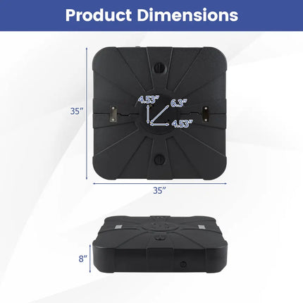 Outdoor Cantilever Umbrella Base Square Water and Sand Fillable Base-35 Inches - Black - Outdoor Umbrella Bases