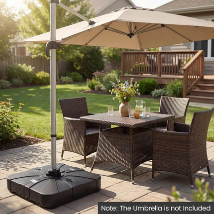 Outdoor Cantilever Umbrella Base Square Water and Sand Fillable Base-35 Inches - Black - Outdoor Umbrella Bases