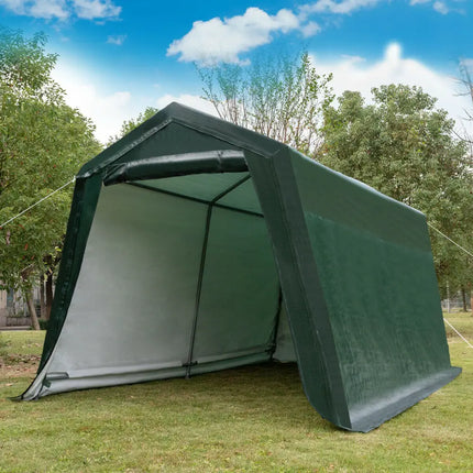 Outdoor Carport Shed with Sidewalls and Waterproof Ripstop Cover-10 x 10 ft - Carports