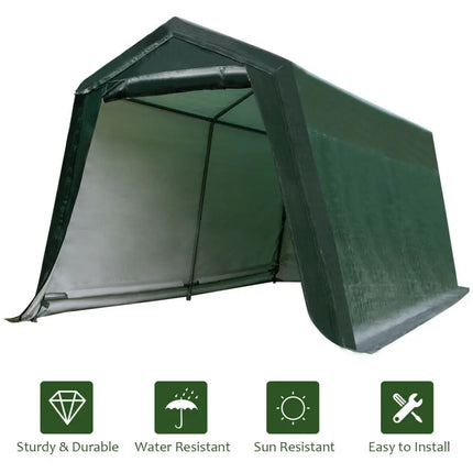 Outdoor Carport Shed with Sidewalls and Waterproof Ripstop Cover-10 x 10 ft - Carports