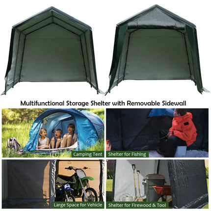 Outdoor Carport Shed with Sidewalls and Waterproof Ripstop Cover-10 x 10 ft - Carports
