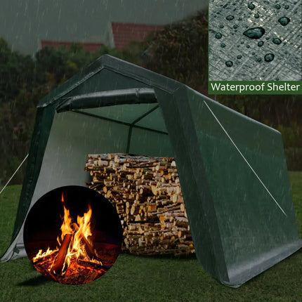 Outdoor Carport Shed with Sidewalls and Waterproof Ripstop Cover-10 x 10 ft - Carports