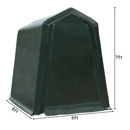 Outdoor Carport Shed with Sidewalls and Waterproof Ripstop Cover-6 x 8 ft - Carports