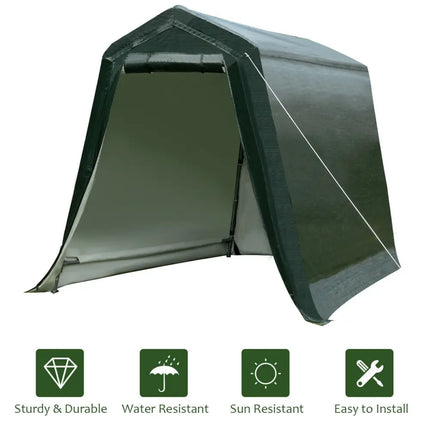 Outdoor Carport Shed with Sidewalls and Waterproof Ripstop Cover-6 x 8 ft - Carports