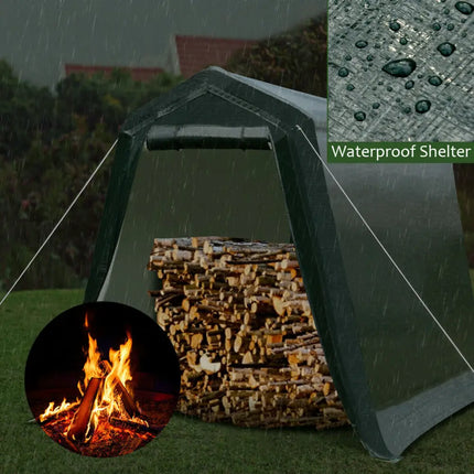 Outdoor Carport Shed with Sidewalls and Waterproof Ripstop Cover-6 x 8 ft - Carports