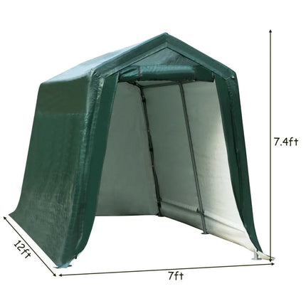 Outdoor Carport Shed with Sidewalls and Waterproof Ripstop Cover-7 x 12 ft - Carports