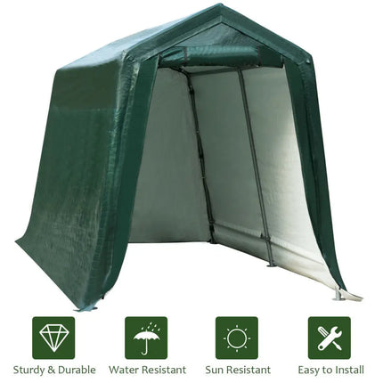 Outdoor Carport Shed with Sidewalls and Waterproof Ripstop Cover-7 x 12 ft - Carports