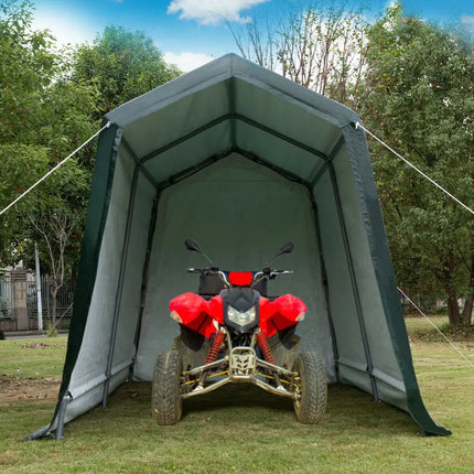 Outdoor Carport Shed with Sidewalls and Waterproof Ripstop Cover-7 x 12 ft - Carports