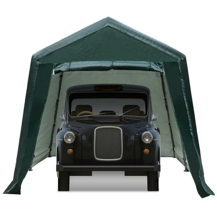 Outdoor Carport Shed with Sidewalls and Waterproof Ripstop Cover-8 x 14 ft - Green - Carports