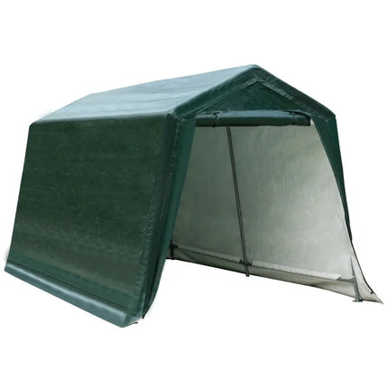 Outdoor Carport Shed with Sidewalls and Waterproof Ripstop Cover-8 x 14 ft - Green - Carports