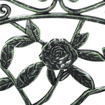 Outdoor Cast Aluminum Patio Bench Antique Rose - Green - Outdoor Benches