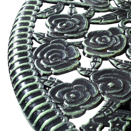 Outdoor Cast Aluminum Patio Furniture Set with Rose Design - Green - Patio Conversation Sets