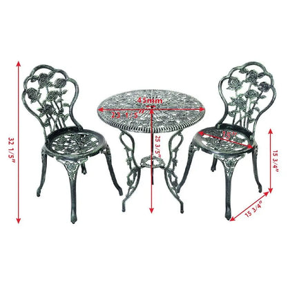 Outdoor Cast Aluminum Patio Furniture Set with Rose Design - Green - Patio Conversation Sets