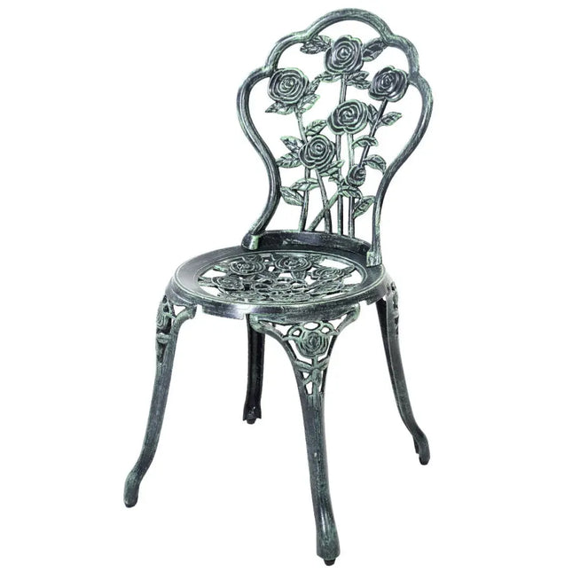 Outdoor Cast Aluminum Patio Furniture Set with Rose Design - Green - Patio Conversation Sets