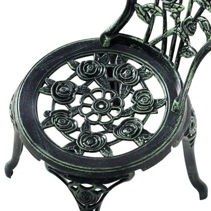 Outdoor Cast Aluminum Patio Furniture Set with Rose Design - Green - Patio Conversation Sets