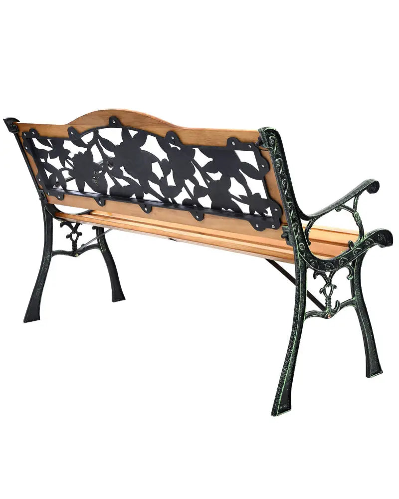 Outdoor Cast Iron Patio Bench Rose - Outdoor Benches