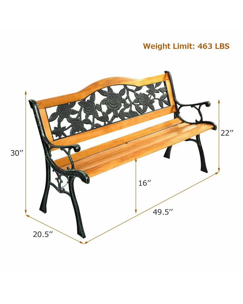Outdoor Cast Iron Patio Bench Rose - Outdoor Benches