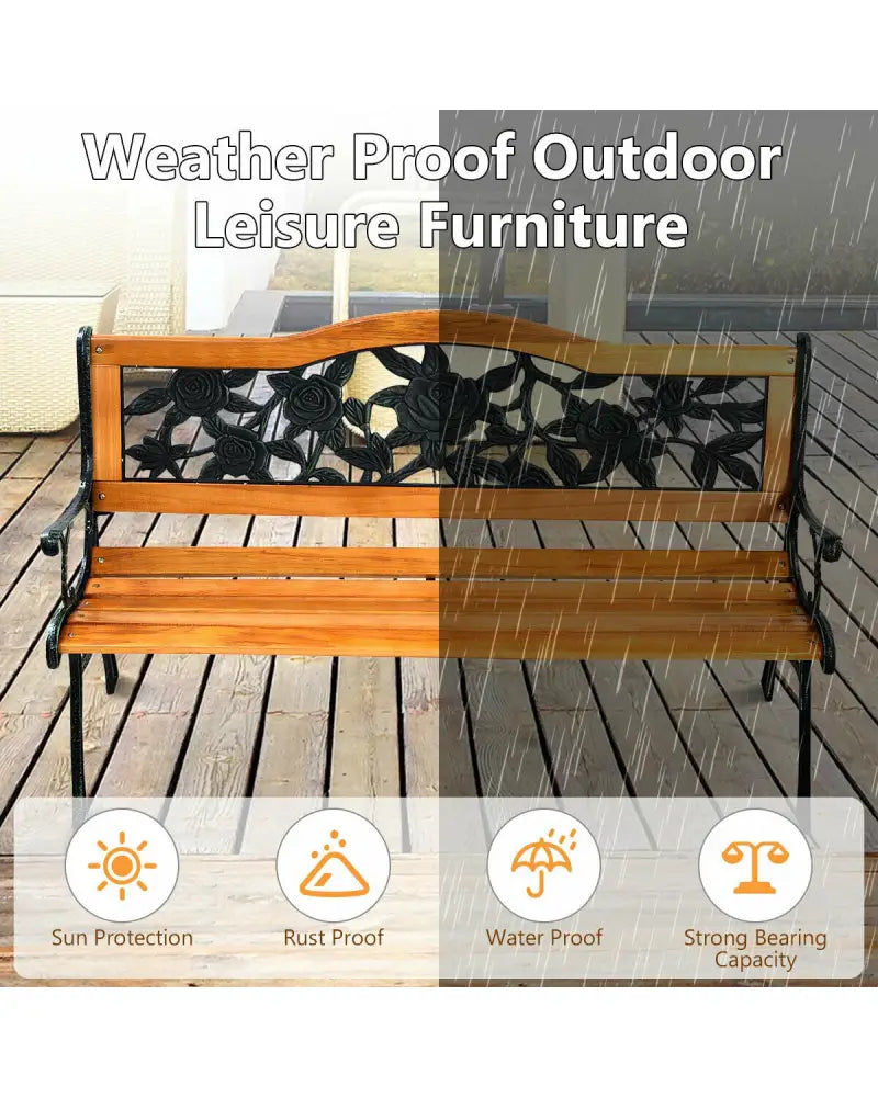 Outdoor Cast Iron Patio Bench Rose - Outdoor Benches