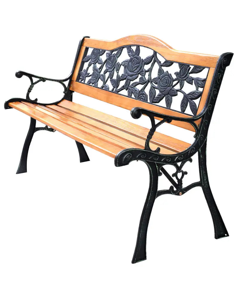 Outdoor Cast Iron Patio Bench Rose - Outdoor Benches