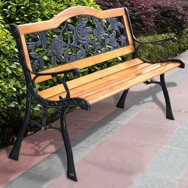 Outdoor Cast Iron Patio Bench Rose - Outdoor Benches
