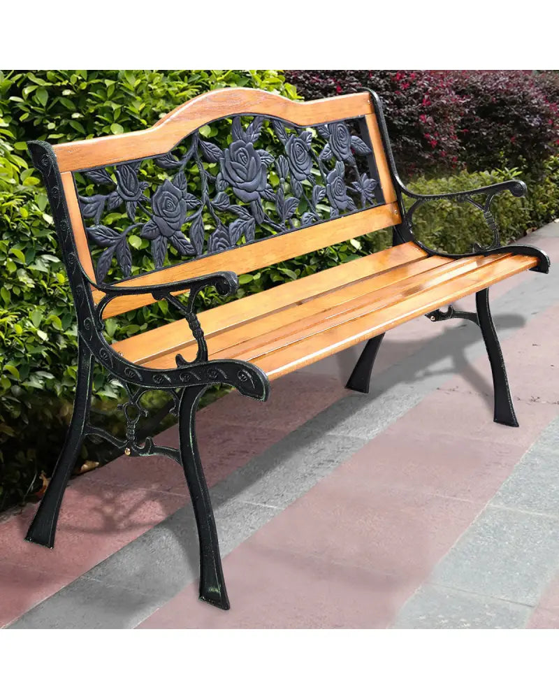 Outdoor Cast Iron Patio Bench Rose - Outdoor Benches