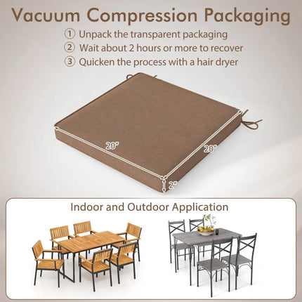 Outdoor Chair Cushion Set of 2 Waterproof Fade-Resistant Olefin Seat Cushions-Brown - Brown - Outdoor Furniture