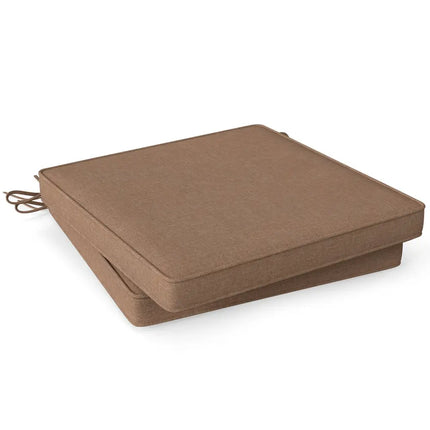 Outdoor Chair Cushion Set of 2 Waterproof Fade-Resistant Olefin Seat Cushions-Brown - Brown - Outdoor Furniture