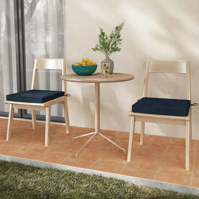 Outdoor Chair Cushion Set of 2 Waterproof Fade-Resistant Olefin Seat Cushions-Navy - Navy - Outdoor Furniture