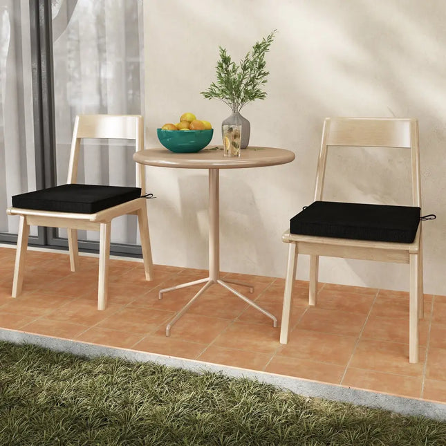 Outdoor Chair Cushion Set of 2 Waterproof Fade-Resistant Olefin Seat Cushions-Black - Black - Outdoor Furniture