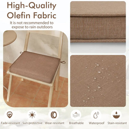 Outdoor Chair Cushion Set of 2 Waterproof Fade-Resistant Olefin Seat Cushions-Brown - Brown - Outdoor Furniture