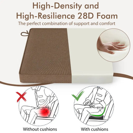 Outdoor Chair Cushion Set of 2 Waterproof Fade-Resistant Olefin Seat Cushions-Brown - Brown - Outdoor Furniture