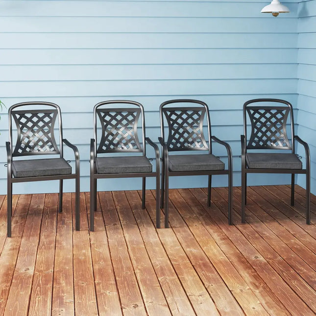 Outdoor Chair Cushion Set of 2 Waterproof Fade-Resistant Olefin Seat Cushions-Gray - Gray - Outdoor Furniture