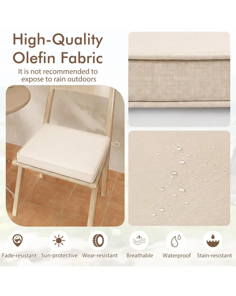 Outdoor Chair Cushion Set of 4 Waterproof Olefin Seat Cushions-Beige - Beige - Outdoor Furniture Accessories