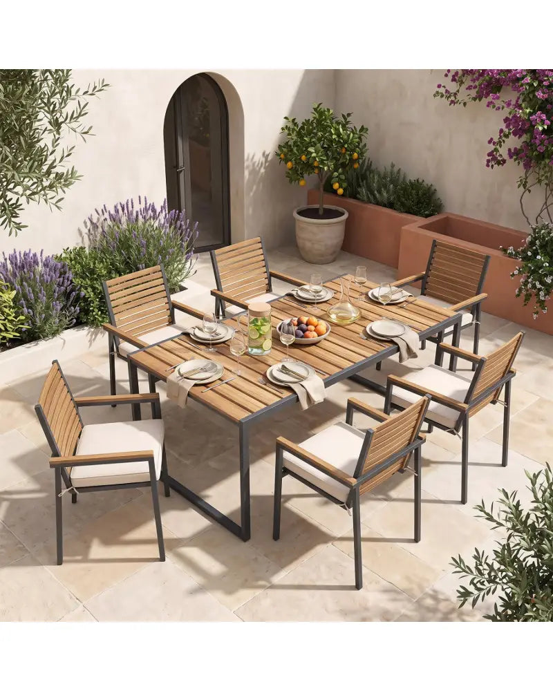 Outdoor Chair Cushion Set of 4 Waterproof Olefin Seat Cushions-Beige - Beige - Outdoor Furniture Accessories