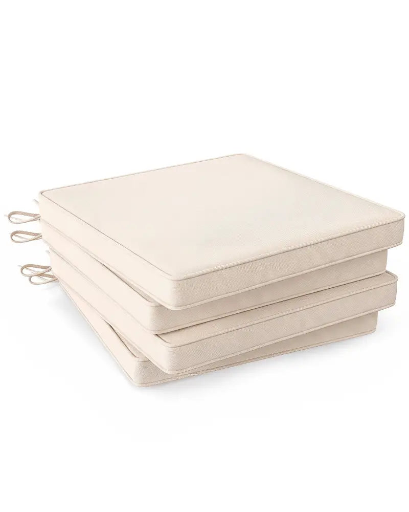 Outdoor Chair Cushion Set of 4 Waterproof Olefin Seat Cushions-Beige - Beige - Outdoor Furniture Accessories