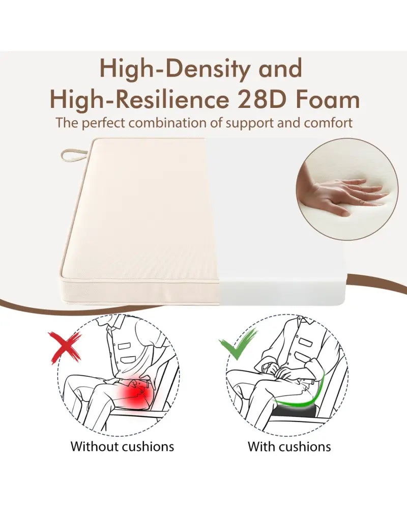Outdoor Chair Cushion Set of 4 Waterproof Olefin Seat Cushions-Beige - Beige - Outdoor Furniture Accessories